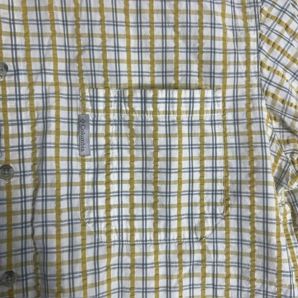 Columbia Men's Yellow‎ Plaid Button Up Short Sleeve Outdoor Shirt Size XL - Picture 3 of 8